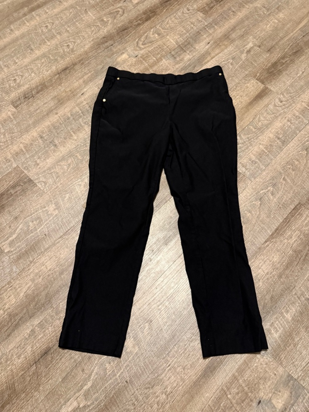 Anne Klein black pull on Straight-Leg Dress Pants with Subtle Pocket Detail